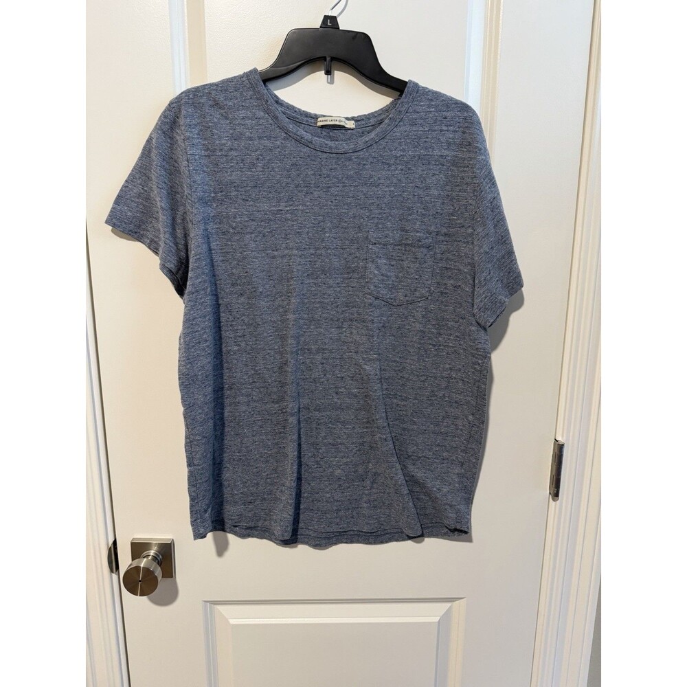 Marine Layer Blue Heather Saddle Hem Pocket Re-spun Tee T-shirt Men's Large